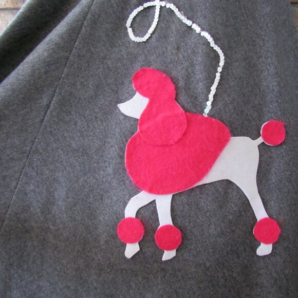 VINTAGE Dresses & Skirts - POODLE SKIRT, S, VINTAGE GRAY WOOL, PINK POODLE w PETTICOAT RUFFLES EVAN PICONE